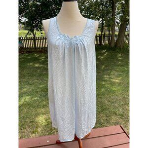 Vassarette Light Blue Lace-Trimmed Nightgown L Shiny MCM Babydoll Long Float